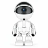 Бяла смарт камера FipTec с уникален дизайн на робот, разположена на изчистен фон. Идеална за охрана на детската стая и лесен контрол през телефона за вашето пълно спокойствие.