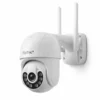 Бяла смарт камера за външен монтаж FipTec LO24 с 4K 8MP UHD резолюция и две антени.