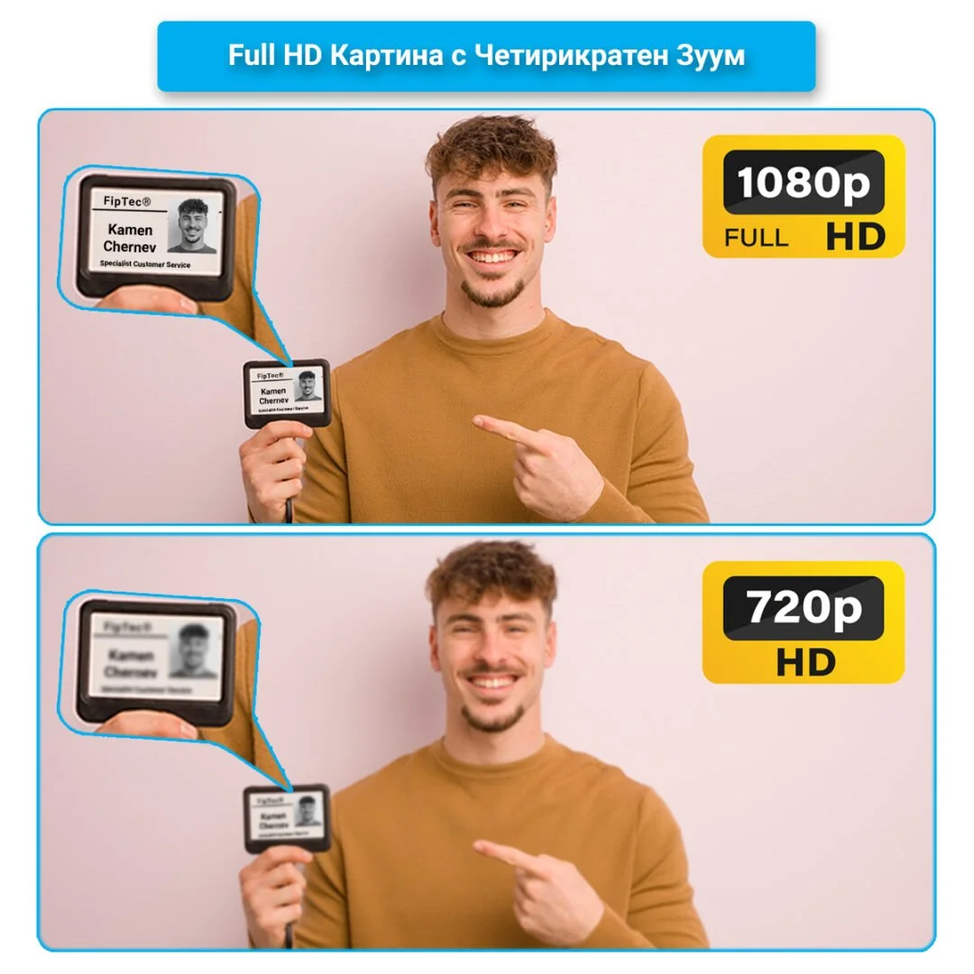 Снимка на Човек Заснета с Два Вида Камери за Видеонаблюдение с Резолюция 1080p и 720p