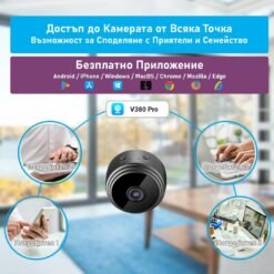 Шпионска камера FipTec LM01 с WiFi свързаност за наблюдение през телефон. Управлявайте камерата и преглеждайте видеозаписи в реално време от вашия смартфон, където и да се намирате.