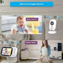 Бебефон FipTec LB02 с двупосочна аудио връзка. Успокойте вашето бебе с гласа си, дори когато не сте в стаята, благодарение на вградения микрофон и високоговорител.