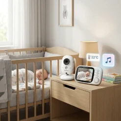 Смарт видео бебефон FipTec с камера и монитор, следящ температурата в стаята на спящото бебе. Тази система предлага нежна грижа и пълно спокойствие за родителите чрез лесен контрол.