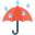 Червен чадър върху който има капки изобразен на прозрачен фон