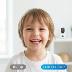 Разделен екран, демонстриращ високата FullHD+ 3MP резолюция на смарт WiFi камера FipTec с две лещи спрямо стандартно 1080p качество. Осигурете си кристална картина и интелигентна сигурност за вашето пълно спокойствие.