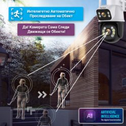 Камера FipTec LO16 с автоматично следене на обекти. Интелигентната функция позволява на камерата да разпознава и проследява движещи се обекти, осигурявайки ви по-детайлно наблюдение.