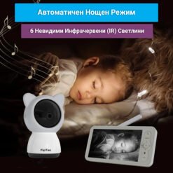 Бебефон FipTec LB05 Ultra с невидимо за окото нощно виждане, без червени светлини. Наблюдавайте бебето си в тъмното, без да нарушавате неговия сън.