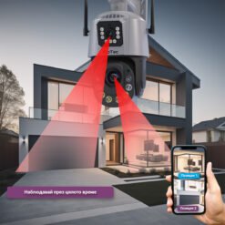 Камера за видеонаблюдение FipTec LO38 Dual с два обектива и 36х оптичен зуум. Тази система предлага едновременно широкоъгълно наблюдение и изключително детайлно приближаване на отдалечени обекти.