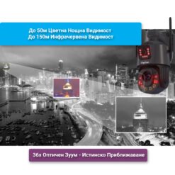 Камера за видеонаблюдение FipTec LO38 Dual с видимост над 50 метра. Отличен избор за охрана на големи пространства, където е необходимо наблюдение както в общ план, така и в детайли.