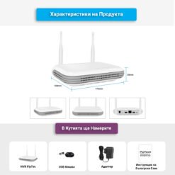 8-канален NVR FipTec за видеонаблюдение - основни характеристики: поддръжка на до 8 камери, H.265 компресия, запис на microSD/SSD, HDMI/VGA изход, ONVIF съвместимост, разпознаване на лица, отдалечен достъп.