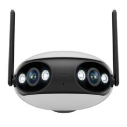 Камера FipTec LO18 - изглед отдолу, показващ компактния дизайн и 180° панорамна леща за широкообхватно наблюдение.