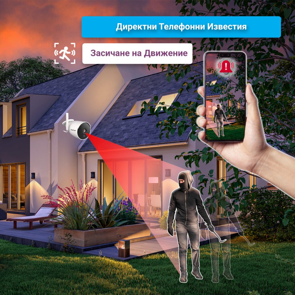 Камера за наблюдение FipTec FT12 тип "Bullet" - получавайте известия на телефона си при засичане на движение. Бъдете информирани за случващото се, независимо къде сте.