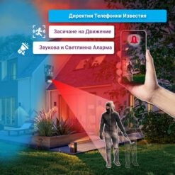 Иновативна 2в1 камера за наблюдение FipTec LO23 със светлинна и звукова аларма. При засичане на движение, камерата активира силна аларма и ярка светлина, за да изплаши нарушителите. FipTec LO23 предлага двойна защита, съчетавайки видеонаблюдение с активна превантивна система, за да гарантира вашата сигурност.