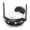 Панорамна WiFi камера FipTec с двоен обектив и антени на чист бял фон, предоставяща широкоъгълна охрана за дома и пълна сигурност с изключително лесен контрол.