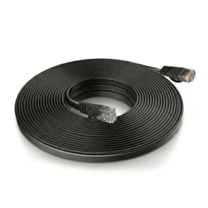 Професионален 10-метров черен плосък LAN кабел FipTec за стабилна мрежова връзка на вашите охранителни камери, осигуряващ надеждна защита и дискретно спокойствие за вашия дом.