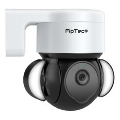Ляв страничен изглед на камера за наблюдение FipTec TF25 с 5MP резолюция и мощна LED Floodlight светлина.