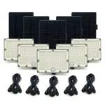 Пълен комплект от пет соларни LED прожектора FipTec с отделни панели за лесен DIY монтаж. Подсигурете периметъра на дома си за надеждна защита и пълно спокойствие.