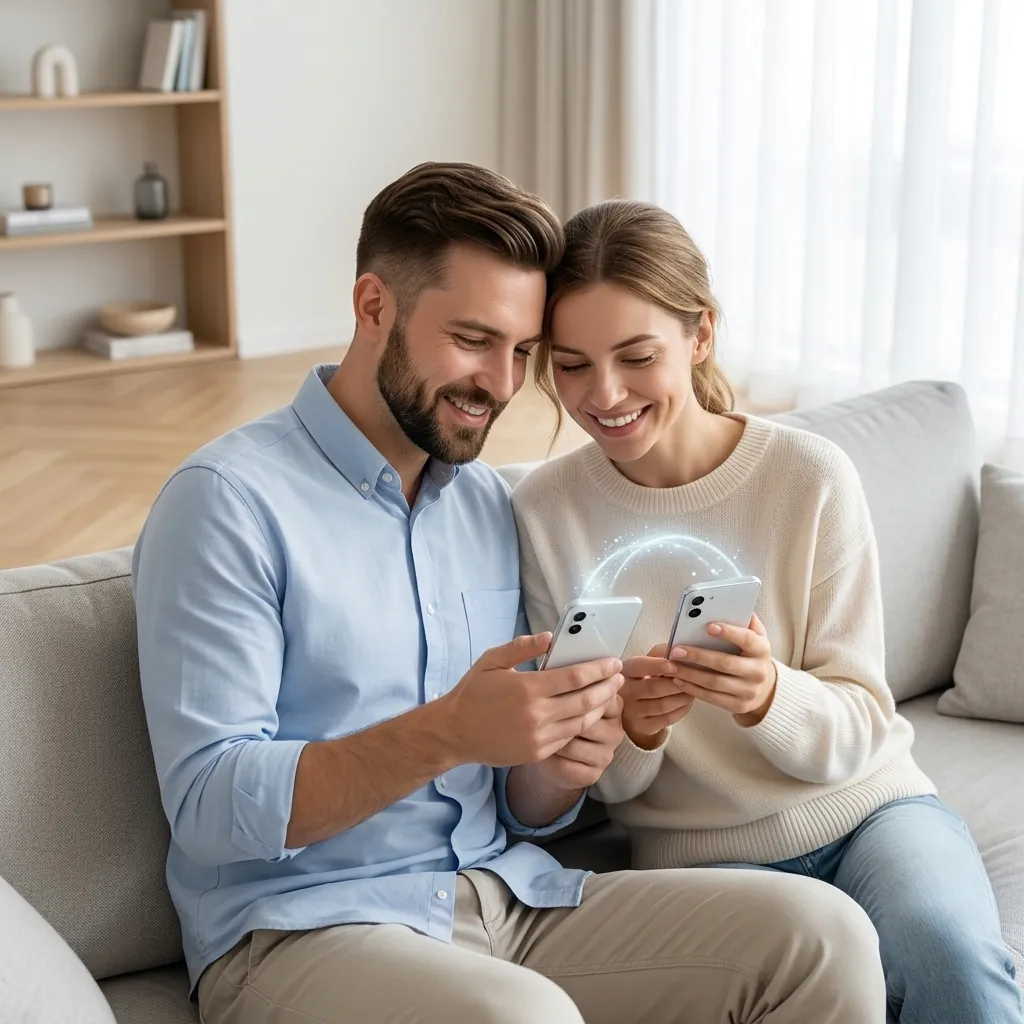 Щастливи родители използват мобилното приложение на FipTec през своите смартфони, за да наблюдават дома си. Смарт бебефонът осигурява дискретна сигурност и пълно спокойствие за цялото семейство.