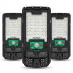 Комплект от три броя соларни LED лампи FipTec със сензор за движение на бял фон. Тези мощни лампи осигуряват надеждна защита и дискретна сигурност за вашия дом и пълно спокойствие.