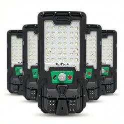 Комплект от пет броя мощни соларни LED лампи FipTec със сензор за движение, представени на чист бял фон. Осигурете си надеждна защита и дискретна сигурност за вашето пълно спокойствие.