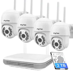 Пълен комплект за видеонаблюдение FipTec Protect 4 с четири WiFi камери, NVR и 2TB диск за записи. Осигурете си надеждна защита и пълно спокойствие за вашия дом.