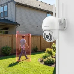 Външна WiFi камера FipTec с интелигентно AI проследяване на движение в двора. Модерната технология осигурява надеждна охрана и дискретна сигурност за дома, гарантирайки вашето пълно спокойствие.