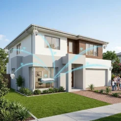 Цялостна система за видеонаблюдение FipTec Vision 4 с четири безжични WiFi камери, защитаващи модерна къща и осигуряващи връзка с централен NVR сървър. Изберете сигурност и пълно спокойствие за вашето семейство.