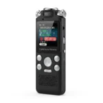 Професионален цифров диктофон FipTec VRS-Pro с LCD дисплей и 16GB памет на бял фон. Компактно устройство за сигурни записи и лесен контрол, носещо пълно спокойствие във вашето ежедневие.