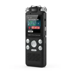 Професионален цифров диктофон FipTec VRS-Pro с LCD дисплей и 16GB памет на бял фон. Компактно устройство за сигурни записи и лесен контрол, носещо пълно спокойствие във вашето ежедневие.