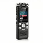 FipTec VRS-Pro Professional Digital Voice Recorder with 16GB storage, voice activation, and 360° HD noise reduction - front view showing display